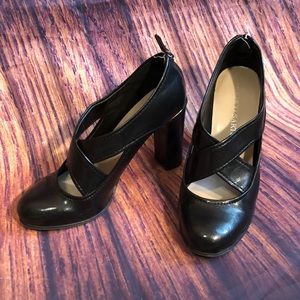 Franco Sarto Rome, criss cross Mary Jane heels.